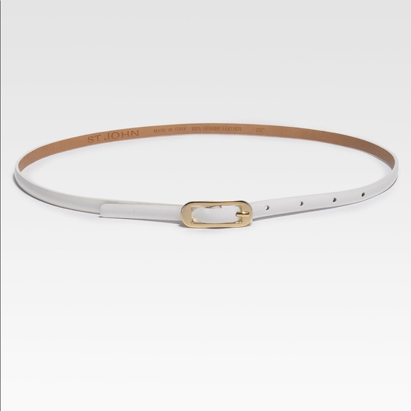 *HP* NWT St. John patent leather skinny white belt - Picture 1 of 8